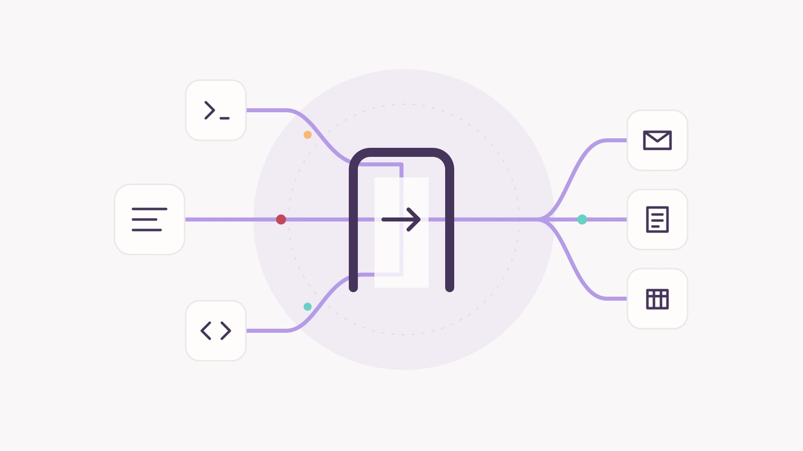 Tasks pass through an authorization boundary to application nodes, with different clients sharing the same connection foundation